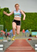 12 July 2015; Michelle O'Dea, Celbridge A.C., Co. Kildare competing in the Girls U19 Triple Jump at the GloHealth Juvenile Track and Field Championships. Harriers Stadium, Tullamore, Co. Offaly. Picture credit: Sam Barnes / SPORTSFILE