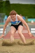 12 July 2015; Connie Jennings, Claremorris A.C., Co. Mayo, competing in the Girls U19 Triple Jump at the GloHealth Juvenile Track and Field Championships. Harriers Stadium, Tullamore, Co. Offaly. Picture credit: Sam Barnes / SPORTSFILE