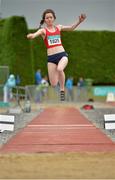 12 July 2015;Fiona O'Shea, Dooneen A.C., Co. Kerry, competing in the Girls U19 Triple Jump at the GloHealth Juvenile Track and Field Championships. Harriers Stadium, Tullamore, Co. Offaly. Picture credit: Sam Barnes / SPORTSFILE