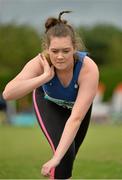 12 July 2015; Jade Leeper, Finn Valley A.C., Co. Donegal, competing in the Girls U19 Shot Putt at the GloHealth Juvenile Track and Field Championships. Harriers Stadium, Tullamore, Co. Offaly. Picture credit: Sam Barnes / SPORTSFILE
