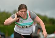 12 July 2015; Eda Kiely, Limerick A.C., Co. Limerick, competing in the Girls U19 Shot Putt at the GloHealth Juvenile Track and Field Championships. Harriers Stadium, Tullamore, Co. Offaly. Picture credit: Sam Barnes / SPORTSFILE