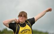 12 July 2015; Kelly Brady, Bohermeen A.C., Co. Meath, competing in the Girls U19 Shot Putt at the GloHealth Juvenile Track and Field Championships. Harriers Stadium, Tullamore, Co. Offaly. Picture credit: Sam Barnes / SPORTSFILE