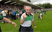 12 July 2015; Fermanagh manager Pete McGrath celebrates at the end of the game. GAA Football All-Ireland Senior Championship, Round 3A, Fermamagh v Roscommon, Brewster Park, Fermanagh. Photo by Sportsfile