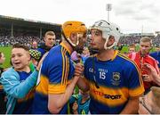 12 July 2015; Lar Corbett, left, and Niall O'Meara, Tipperary, celebrate following their side's victory. Munster GAA Hurling Senior Championship Final, Tipperary v Waterford. Semple Stadium, Thurles, Co. Tipperary. Picture credit: Stephen McCarthy / SPORTSFILE