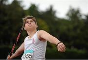12 July 2015; Lewis English, Regent House, Co. Down, competing in the Boys U16 Javelin at the GloHealth Juvenile Track and Field Championships. Harriers Stadium, Tullamore, Co. Offaly. Picture credit: Sam Barnes / SPORTSFILE