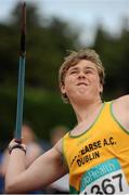 12 July 2015; Paul Kavanagh, Brother's Pearse A.C., Co. Dublin, competing in the Boys U16 Javelin at the GloHealth Juvenile Track and Field Championships. Harriers Stadium, Tullamore, Co. Offaly. Picture credit: Sam Barnes / SPORTSFILE