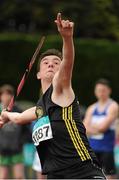 12 July 2015; Liam Connaughton, Dunleer A.C., Co. Louth, competing in the Boys U16 Javelin at the GloHealth Juvenile Track and Field Championships. Harriers Stadium, Tullamore, Co. Offaly. Picture credit: Sam Barnes / SPORTSFILE
