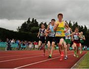 12 July 2015; General view of the action during the Boys U18 1500m final at the GloHealth Juvenile Track and Field Championships. Harriers Stadium, Tullamore, Co. Offaly. Picture credit: Sam Barnes / SPORTSFILE