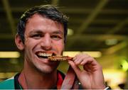 13 July 2015; Ireland's Thomas Barr pictured in Dublin Airport on his arrival home from the World University Games in Gwangju South Korea. Dublin Airport, Dublin. Picture credit: Piaras Ó Mídheach / SPORTSFILE