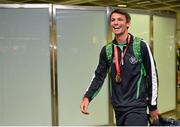 13 July 2015; Ireland's Thomas Barr pictured in Dublin Airport on his arrival home from the World University Games in Gwangju South Korea. Dublin Airport, Dublin. Picture credit: Piaras Ó Mídheach / SPORTSFILE