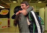 13 July 2015; Ireland's Thomas Barr pictured with his mother Martina in Dublin Airport on his arrival home from the World University Games in Gwangju South Korea. Dublin Airport, Dublin. Picture credit: Piaras Ó Mídheach / SPORTSFILE