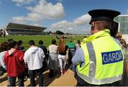 14 July 2015; A member of An Garda Síochána watches the Ireland squad training session. Sportsground, Galway. Picture credit: Seb Daly / SPORTSFILE