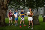14 July 2015; In attendance at the launch of the GAA Hurling All-Ireland Senior Championship Series 2015, from left, Noel Connors, Waterford, Andy Smith, Galway, Kieran Bergin, Tipperary and Cillian Buckley, Kilkenny, with the Liam MacCarthy Cup. St Canice's Cathedral, Kilkenny. Picture credit: Brendan Moran / SPORTSFILE