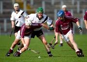12 October 2008; Aaron Graffin and Karl McKeegan, Cushendall Ruairi Og's, in action against Felim Kelly, Dungiven Kevin Lynchs. AIB Ulster Club Senior Hurling Championship Semi-Final, Dungiven Kevin Lynchs v Cushendall Ruairi Og's, Casement Park, Belfast, Co. Antrim. Picture credit: Oliver McVeigh / SPORTSFILE