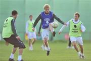 13 October 2008; Republic of Ireland's Damien Duff, centre, in action against John O'Shea, left, and Aiden McGeady during squad training. Gannon Park, Malahide, Co. Dublin. Picture credit: David Maher / SPORTSFILE