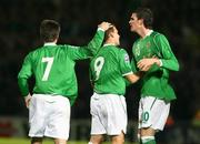 15 October 2008; Northern Ireland's David Healy, 9, celebrates with team-mates Keith Gillespie and Kyle Lafferty after scoring the first goal. 2010 World Cup Qualifier, Northern Ireland v San Marino, Windsor Park, Belfast. Picture credit: Oliver McVeigh / SPORTSFILE