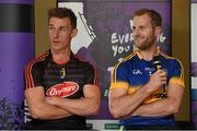 14 July 2015; In attendance at the launch of the GAA Hurling All-Ireland Senior Championship Series 2015 are Cillian Buckley, Kilkenny, left, and Kieran Bergin, Tipperary. Langtons House Hotel, Kilkenny. Picture credit: Brendan Moran / SPORTSFILE