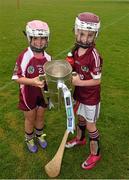 14 July 2015; Eight year old Aoibhín Deegan and Rachael Rhatigan from the Dicksboro GAA and Camogie Club with the Liam MacCarthy Cup at the launch of the GAA Hurling All-Ireland Senior Championship Series 2015. Dicksboro GAA Club, Kilkenny. Picture credit: Ray McManus / SPORTSFILE