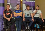 14 July 2015; In attendance at the launch of the GAA Hurling All-Ireland Senior Championship Series 2015, from left, Cillian Buckley, Kilkenny, Kieran Bergin, Tipperary, Noel Connors, Waterford, and Andy Smith, Galway. Dicksboro GAA Club, Kilkenny. Picture credit: Brendan Moran / SPORTSFILE