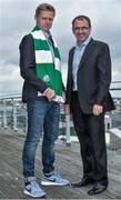 14 July 2015; Former Republic of Ireland International Damien Duff was today unveiled as Shamrock Rovers' newest signing with manager Pat Fenlon. St. Stephen's Green, Dublin. Picture credit: David Maher / SPORTSFILE