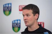 14 July 2015; UCD manager Collie O'Neill speaking at a UCD AFC Press Conference ahead of their Europa League Second Round tie against SK Slovan Bratislava on Thursday in Slovakia. UCD Bowl, Belfield, Dublin. Picture credit: Dáire Brennan / SPORTSFILE