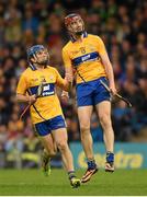 11 July 2015; Shane O'Donnell, left, and Darach Honan, Clare, celebrate a late score. GAA Hurling All-Ireland Senior Championship, Round 2, Clare v Cork, Semple Stadium, Thurles, Co. Tipperary. Picture credit: Stephen McCarthy / SPORTSFILE