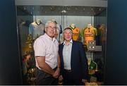 15 July 2015; Pictured at the launch of the GAA Dynasties exhibition at the GAA Museum is Dublin's Bernard Brogan Snr, left, and Dongeal's Martin McHugh. The exhibition, housed on the ground floor of the GAA Museum, which runs until May 2016, is a celebration of the unique sporting achievements of some of the GAA’s most famous families and includes items from the Cannings, of Portumna, and Galway, the Kernans, of Crossmaglen and Armagh and the McHughs of Donegal. GAA Museum, Croke Park, Dublin. Picture credit: Stephen McCarthy / SPORTSFILE