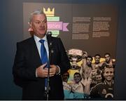 15 July 2015; Pictured at the launch of the GAA Dynasties exhibition at the GAA Museum is Uachtarán Chumann Lúthchleas Gael Aogán Ó Fearghail. The exhibition, housed on the ground floor of the GAA Museum, which runs until May 2016, is a celebration of the unique sporting achievements of some of the GAA’s most famous families and includes items from the Cannings, of Portumna, and Galway, the Kernans, of Crossmaglen and Armagh and the McHughs of Donegal. GAA Museum, Croke Park, Dublin. Picture credit: Stephen McCarthy / SPORTSFILE