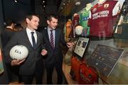15 July 2015; Pictured at the launch of the GAA Dynasties exhibition at the GAA Museum is Galway's Declan and Tomás Meehan. The exhibition, housed on the ground floor of the GAA Museum, which runs until May 2016, is a celebration of the unique sporting achievements of some of the GAA’s most famous families and includes items from the Cannings, of Portumna, and Galway, the Kernans, of Crossmaglen and Armagh and the McHughs of Donegal. GAA Museum, Croke Park, Dublin. Picture credit: Stephen McCarthy / SPORTSFILE