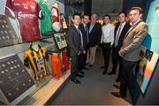 15 July 2015; Pictured at the launch of the GAA Dynasties exhibition at the GAA Museum are, from left, Declan and Tomás Meehan, with the Kernan's Joe, Stephen, Aaron and Tony. The exhibition, housed on the ground floor of the GAA Museum, which runs until May 2016, is a celebration of the unique sporting achievements of some of the GAA’s most famous families and includes items from the Cannings, of Portumna, and Galway, the Kernans, of Crossmaglen and Armagh and the McHughs of Donegal. GAA Museum, Croke Park, Dublin. Picture credit: Stephen McCarthy / SPORTSFILE