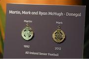 15 July 2015;The GAA Dynasties exhibition at the GAA Museum featuring the McHugh family of Donegal, Martin, Mark and Ryan. The exhibition, housed on the ground floor of the GAA Museum, which runs until May 2016, is a celebration of the unique sporting achievements of some of the GAA’s most famous families and includes items from the Cannings, of Portumna, and Galway, the Kernans, of Crossmaglen and Armagh and the McHughs of Donegal. GAA Museum, Croke Park, Dublin. Picture credit: Stephen McCarthy / SPORTSFILE