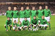 15 October 2008; Republic of Ireland team, back row left to right, Kevin Doyle, Paul McShane, Glenn Whelan, Kevin Kilbane, Darron Gibson, Richard Dunne and John O'Shea, front row, left to right, Aiden McGeady, Robbie Keane, Shay Given and Damien Duff. 2010 World Cup Qualifier, Republic of Ireland v Cyprus, Croke Park, Dublin. Picture credit: David Maher / SPORTSFILE