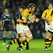 18 October 2008; Simon Shaw, London Wasps, is tackled by Jonathan Sexton, Leinster. Heineken Cup, Pool 2 Round 2, Leinster v London Wasps, RDS, Dublin. Picture credit: Pat Murphy / SPORTSFILE
