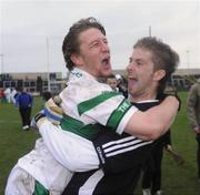 19 October 2008; Cahir Healy, Portlaoise, celebrates with Colin Rochford after their side's victory. Laois Senior Football Final, Portlaoise v Timahoe, O'Moore Park, Portlaoise, Co. Laois. Picture credit: Stephen McCarthy / SPORTSFILE