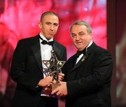 17 October 2008; John Keane of Westmeath is presented with his GAA All-Star award by Nickey Brennan, GAA President, during the 2008 GAA All-Stars sponsored by Vodafone. Citywest Hotel, Conference, Leisure & Golf Resort, Dublin. Picture credit: Brendan Moran / SPORTSFILE