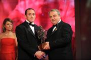 17 October 2008; Brian Dooher of Tyrone is presented with his GAA All-Star award by Nickey Brennan, GAA President, during the 2008 GAA All-Stars sponsored by Vodafone. Citywest Hotel, Conference, Leisure & Golf Resort, Dublin. Picture credit: Brendan Moran / SPORTSFILE