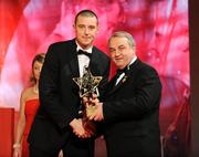 17 October 2008; Kieran Donaghy of Kerry is presented with his GAA All-Star award by Nickey Brennan, GAA President, during the 2008 GAA All-Stars sponsored by Vodafone. Citywest Hotel, Conference, Leisure & Golf Resort, Dublin. Picture credit: Brendan Moran / SPORTSFILE