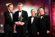 17 October 2008; Tommy Walsh of Kerry is presented with his GAA All-Star Young Footballer of the Year award by Charles Butterworth, CEO Vodafone Ireland, in the company of Minister for Arts, Sport and Tourism, Martin Cullen T.D., and Nickey Brennan, GAA President, right, during the 2008 GAA All-Stars sponsored by Vodafone. Citywest Hotel, Conference, Leisure & Golf Resort, Dublin. Picture credit: Brendan Moran / SPORTSFILE