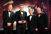 17 October 2008; Joe Canning of Galway with his GAA All-Star Young Hurler of the Year award in the company of Charles Butterworth, CEO Vodafone Ireland, left, Minister for Arts, Sport and Tourism, Martin Cullen T.D., and Nickey Brennan, GAA President, right, during the 2008 GAA All-Stars sponsored by Vodafone. Citywest Hotel, Conference, Leisure & Golf Resort, Dublin. Picture credit: Brendan Moran / SPORTSFILE