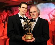 17 October 2008; Tyrone Vodafone GAA All-Star Justin McMahon with his father Paddy at the GAA All-Stars Awards 2008 Sponsored by Vodafone. Citywest Hotel, Conference, Leisure & Golf Resort, Dublin. Picture credit: Ray McManus / SPORTSFILE