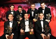 17 October 2008; Tyrone's, back row from left, Davy Harte, Justin McMahon, Enda McGinley, Conor Gormley, front row from left, Brian Dooher, Sean Cavanagh, footballer of the year, and Philip Jordan during the GAA All-Stars Awards 2008 Sponsored by Vodafone. Citywest Hotel, Conference, Leisure & Golf Resort, Dublin. Picture credit: Ray McManus / SPORTSFILE