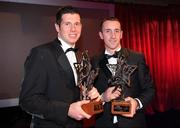 17 October 2008; GAA All-Star Footballer of the Year Sean Cavanagh of Tyrone, left, and GAA All-Star Hurler of the Year Eoin Larkin of Kilkenny during the 2008 GAA All-Stars sponsored by Vodafone. Citywest Hotel, Conference, Leisure & Golf Resort, Dublin. Picture credit: Ray McManus / SPORTSFILE