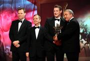 17 October 2008; Jackie Tyrrell of Kilkenny is presented with his GAA All-Star award by Nickey Brennan, GAA President, in the company of Minister for Arts, Sport and Tourism, Martin Cullen T.D., and Charles Butterworth, CEO Vodafone Ireland, left, during the 2008 GAA All-Stars sponsored by Vodafone. Citywest Hotel, Conference, Leisure & Golf Resort, Dublin. Picture credit: Ray McManus / SPORTSFILE