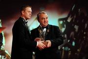 17 October 2008; Colm Cooper of Kerry is presented with his GAA All-Star award by Nickey Brennan, GAA President, during the 2008 GAA All-Stars sponsored by Vodafone. Citywest Hotel, Conference, Leisure & Golf Resort, Dublin. Picture credit: Ray McManus / SPORTSFILE