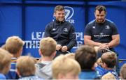 16 July 2015; Cian Healy and Gordon D'Arcy of Leinster Rugby came out to the Bank of Ireland Summer Camp to meet up with some local young rugby talent at Lansdowne FC. Pictured are Gordon D'Arcy, left, and Cian Healy being asked questions about their career by participants of the summer camp. Lansdowne FC, Lansdowne Road, Dublin. Picture credit: Seb Daly / SPORTSFILE