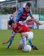 17 July 2015; Jamie McGrath, St Patrick's Athletic, in action against Michael Daly, Drogheda United. SSE Airtricity League, Premier Division, Drogheda United v St Patrick's Athletic. United Park, Drogheda, Co. Louth. Photo by Sportsfile