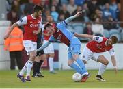 17 July 2015; Sean Brennan, Drogheda United, in action against Greg Bolger, and Killian Brennan, left, St Patrick's Athletic. SSE Airtricity League, Premier Division, Drogheda United v St Patrick's Athletic. United Park, Drogheda, Co. Louth. Photo by Sportsfile