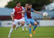 17 July 2015; Tiarnan Mulvenna, Drogheda United, in action against Jason McGuinness, St Patrick's Athletic. SSE Airtricity League, Premier Division, Drogheda United v St Patrick's Athletic. United Park, Drogheda, Co. Louth. Photo by Sportsfile