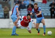 17 July 2015; Killian Brennan, St Patrick's Athletic, in action against Mark Hughes, left, and Robert O'Reilly, Drogheda United. SSE Airtricity League, Premier Division, Drogheda United v St Patrick's Athletic. United Park, Drogheda, Co. Louth. Photo by Sportsfile