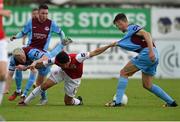 17 July 2015; Jamie McGrath, St Patrick's Athletic, in action against Robert O'Reilly and Sean Thornton, left, Drogheda United. SSE Airtricity League, Premier Division, Drogheda United v St Patrick's Athletic. United Park, Drogheda, Co. Louth. Photo by Sportsfile